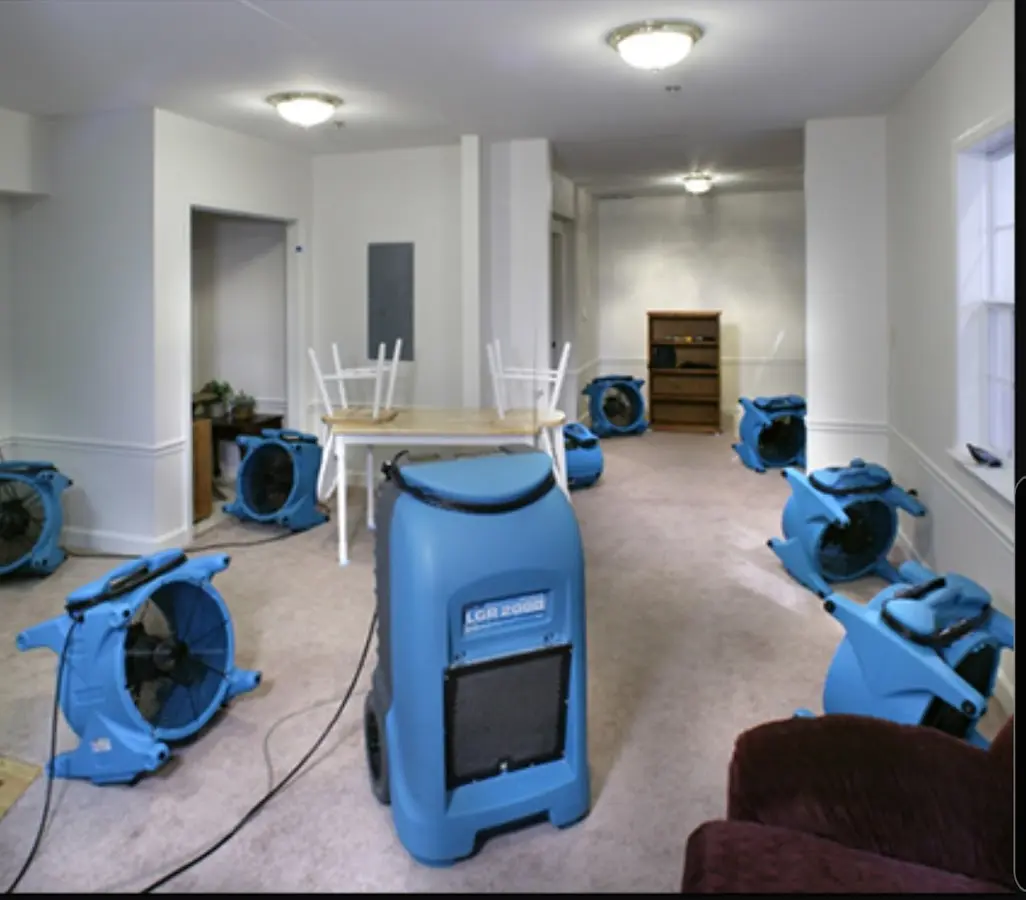 Air movers and dehumidifier setup for Water Extraction & Removal in Bluffton